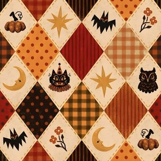 an image of halloween quilts with pumpkins and owls on the checkerboard Halloween Patch Fall Craft Fairs, Vintage Halloween Art, Quick Quilt, Primitive Fall, Harlequin Pattern, peru