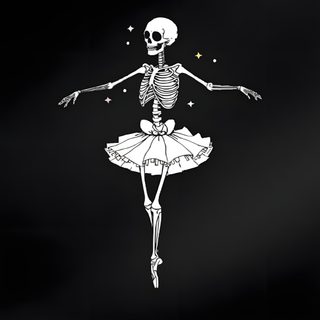 a skeleton ballerina is dancing in the dark Halloween Dancing Skeleton black