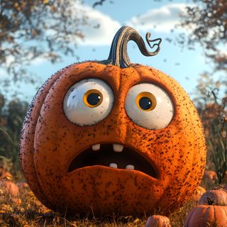 a cartoon pumpkin with eyes and nose sitting in the grass next to some pumpkins Funny Halloween Pumpkin Mobile, Phone, Halloween, Iphone, sienna