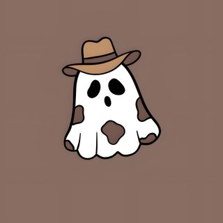 a brown and white cow with a hat on it's head is standing in front of a brown background Cowboy Halloween Halloween Aesthetic Background, Brown Ghost, Fall Western, Brown Halloween, dim gray