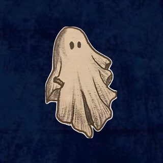 a ghost sticker on a blue velvet background Halloween Widget Ideas black