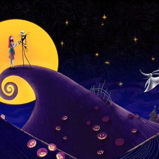 two people standing on top of a hill at night with the moon in the background Disney Halloween Pc Nightmare Before Christmas, Nightmare Before, Disney Love, Disney Quotes, black