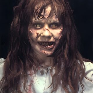 a creepy looking woman with long hair and makeup Exorcist Halloween Love Film, Linda Blair, Scary Faces, Horror Characters, Favorite Movies, dark slate gray