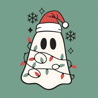 a christmas bell with a santa hat on it's head and snowflakes around its neck Cute Halloween Christmas Funny Iphone, Christmas Ghost, Business Branding Inspiration, light slate gray