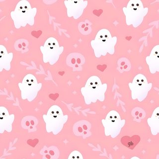 a pink wallpaper with white ghost and hearts on the bottom, in different colors Halloween Valentines Pink Halloween Ipad, Cute Halloween Aesthetic Pink, Halloween Pink Background Aesthetic,
