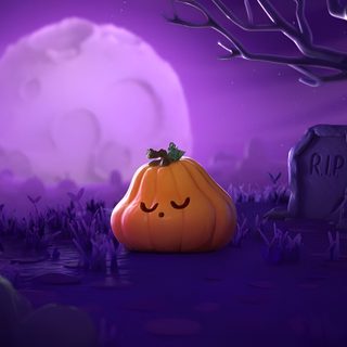 a halloween pumpkin sitting in the middle of a graveyard with a creepy face on it Halloween 3d Gif Cartoon Pumpkin Gif, Cute Halloween Gif, Happy Halloween Animation, midnight blue