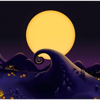 an animated halloween scene with pumpkins on the ground Halloween Town Background Nightmare Before Christmas Sky, Nightmare Before Christmas Mountain, Nightmare Before Christmas Hills, black