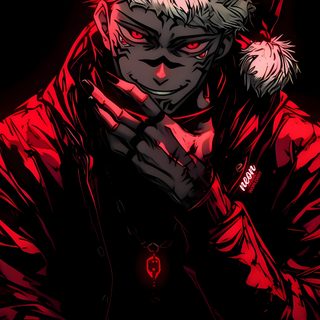 a man wearing a santa hat and holding his hands to his face while sitting down Sukuna Halloween Anime Mobile, Desktop, Neon, Christmas Special, Christmas, Phone, black