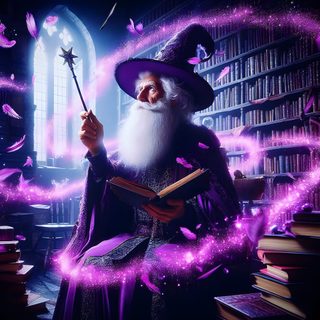 an image of wizard reading in the library Merlin Wizard Halloween Rainbow Purple Awesome Wizard, Master Wizard, Merlin Wizard Halloween Rainbow Purple, midnight blue