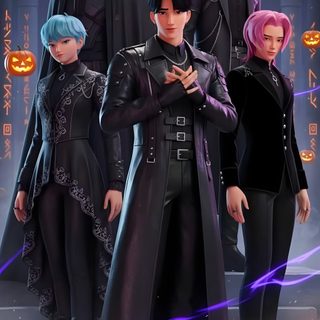 an image of some people dressed up in halloween costumes with candles and pumpkins behind them Saja Boys Halloween Kpop Demon Hunters Avatar World, Kpop Demon Hunter Moving, Saja Boys, dark slate gray