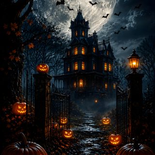 an image of a halloween scene with pumpkins Halloween Horror Nights 4k black