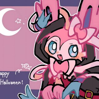 a pink and black cartoon character with a happy halloween message Halloween Sylveon Hd Eevee Comic, Eevee Cute, Pokemon Eevee Evolutions, Eevee Evolutions, rosy brown