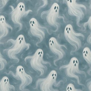 a pattern with ghost faces and long hair Halloween - Ghost Mood - Aqua Ghost Print, Ghost, Halloween, Color, light slate gray