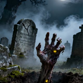 a spooky zombie hand in the middle of a graveyard Halloween Zombie Zombie Theme, Rip Design, Wonderland Artwork, Animated Movie Posters, dark slate gray