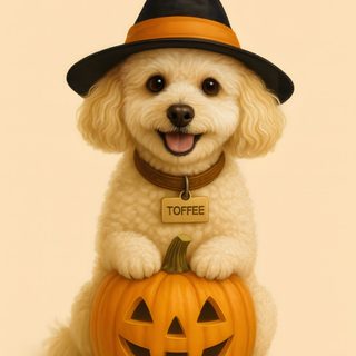 a dog wearing a witches hat sitting on top of a pumpkin Halloween Poodle Digital Art Design, Character Poses, Toy Poodle, Dog Illustration, Dog Stickers, wheat