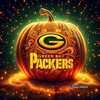 a green bay packers pumpkin sitting on top of a wooden floor with lights in the background Packers Halloween Green Bay Packers Happy Thanksgiving, Green Bay Packer Pictures, Packers Pumpkins, maroon