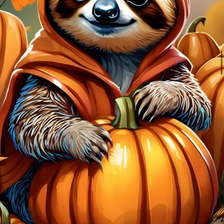 a slotty sitting on top of a pile of pumpkins Halloween Sloth Spooky Sloth Halloween, Halloween Animal, Thanksgiving Sloth, Christmas Sloths Custom, sienna