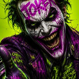 the joker is wearing purple and green paint on his face Joker Halloween black