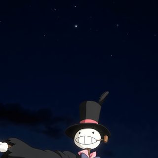 a person in a black suit and top hat with arms outstretched, standing under the night sky Ghibli Halloween Howls Moving Castle, Studio Ghibli, Ideas De Fondos De Pantalla, Art, Castle, Manga, black