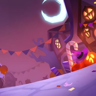an animated halloween scene with pumpkins and jack - o'- lanterns Cookie Run Kingdom Halloween Cookie Run Kingdom Fall Layout, Cookie Run Kingdom Burning Spice Background, Cookie Run Kingdom Epic Background, dim gray