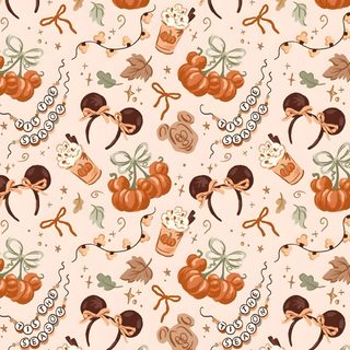 a pattern with pumpkins and other things on it Aesthetic Cute Disney Halloween Vintage Halloween Art, Disney Phone, Mickey Mouse, Animal Print, antique white