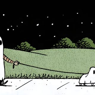 two ghost walking down the street in front of some trees and grass at night with stars above them Funny Halloween Computer Halloween Macbook Aesthetic, Fall Computer Backgrounds, Halloween Desktop, black