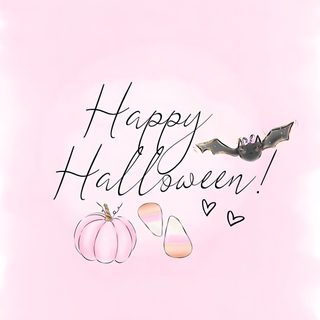 a happy halloween card with pumpkins and bats on it's pink back ground Happy Halloween Pink Cute Halloween Card Design, Diy Halloween Card Ideas, Halloween Party Invitation Inspiration, lavender blush