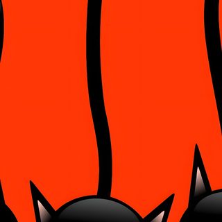 three black cats sitting on top of a wooden shelf next to each other with glowing eyes Halloween Cat Stripes Halloween Cats, Savanna, Cat Halloween, Halloween Cat Ideas, orange red