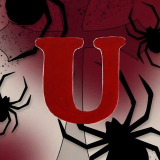 the letter u is surrounded by spider webs Halloween Spiders At University Of Texas U, U Picture, Letter U Background, Spiderman, Red, saddle brown