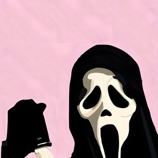 a person in a ghost costume holding a cell phone up to their face and mouth Cute Scream Halloween Pink Ghost Face, Pastel Ghost Face, Pink Scream, Scream Pink, Pink Scream Mask,