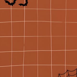 two bats flying over a spider web on an orange background with black dots and squares Halloween Vertical Halloween Background Easy, Simple Halloween Backgrounds, Halloween Background Simple Aesthetic, sienna