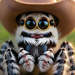 a close up of a spider wearing a cowboy hat on top of dirt and grass Halloween Spiders At University Of Texas Pretty Nature Pictures, Nature Pictures, Snoopy, dim gray