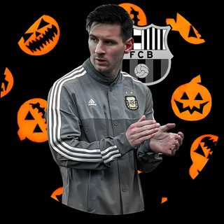a man standing in front of a black background with pumpkins Halloween Football Messi Pumpkin, Messi Snowman, Halloween Soccer, Football Players For Halloween, black