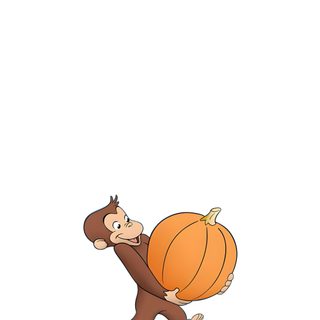 a monkey carrying a basketball on its back Halloween Monkey Curious George Ipad Halloween, Curious George Autumn, Fall Background Curious George, white