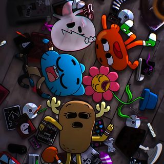 several cartoon characters are laying on the floor next to some candles and other items that have been placed around them Gumball Halloween Amazing Gumball, Poster Con Illustrazioni, Pretty Ipad, Cartoon Iphone, Edgy, black
