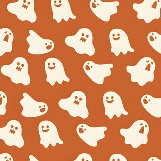 an orange background with white ghost silhouettes Halloween Boo Halloween Orange White Halloween Phone Backgrounds, Halloween Iphone Backgrounds Phone, Halloween Themed, chocolate
