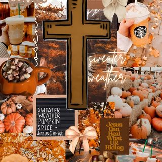 a collage of pictures with pumpkins and a cross God Halloween Christian Fall Aesthetic, Fall Christian Iphone, Halloween Jesus, Jesus Fall Aesthetic, sienna