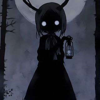 a girl holding a lantern in front of a full moon with deer horns on her head Halloween Scary Cute Girl Halloween Live, Amoled, Halloween Cute, Creepy Images, Emo Art, dark slate gray