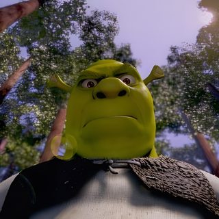 the character from shrap is standing in front of trees and looking up into the sky Halloween Shrek Shrek Aesthetic Laptop, Shrek For Computer, Shrek Laptop Funny, dark olive green