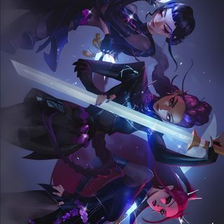 two anime characters with swords in their hands Kpdh Halloween Hunteix, Huntrix As Demons, Huntrix Poster, Kpdh, Demon Hunters Fanart, dark slate gray