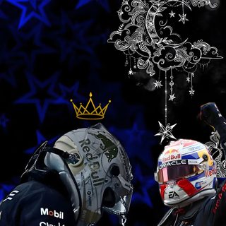 two men in racing gear shaking hands with stars and moon designs on the wall behind them Max And Tommy Halloween Max Verstappen, Formula 1, black