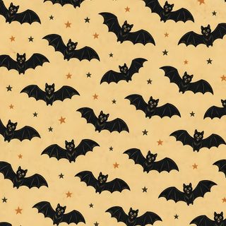 an image of bats flying through the air with stars on them in black and beige Halloween Bat Silhouettes Retro burlywood