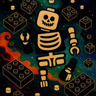 an image of a skeleton surrounded by blocks Halloween Lego Toys, Lego, black