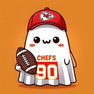 a cartoon character holding a football and wearing a red hat with the number 90 on it Chiefs Halloween Nfl Halloween, Chiefs Pumpkin, Cute Chiefs Background, chocolate