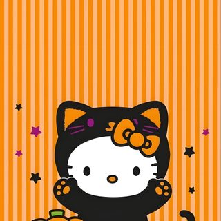 a hello kitty halloween card with pumpkins Iphone Cute Hello Kitty Halloween Halloween Hello Kitty Computer, Hello Kitty Pumpkin, Halloween Hello Kitty Background, goldenrod