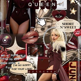 a collage with many different pictures and words on it, including an image of a woman Halloween Sabrina Carpenter Divas Pop, Sabrina Carpenter Album, Sweet Sixteen Birthday Party Ideas, saddle brown