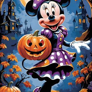 minnie mouse with pumpkins in front of a full moon Minnie Halloween Mickey Mouse Halloween Iphone, Disney Halloween Iphone, Minnie Halloween, dark slate gray