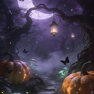an image of a halloween scene with pumpkins Enchanted Halloween dark slate gray
