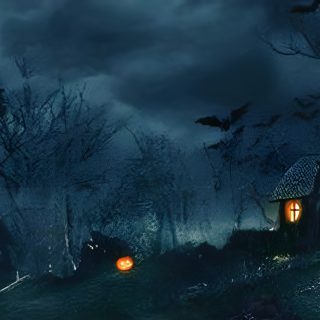 a house on a hill at night with the moon in the sky and bats flying over it Halloween Facebook Cover Scary Halloween Backgrounds, Free Halloween, Sf, Halloween Desktop, dark slate gray