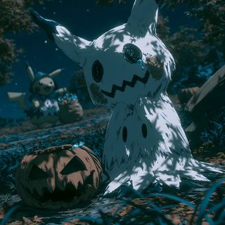 a cartoon character sitting next to a pumpkin Ghost Pokemon Halloween dark slate gray